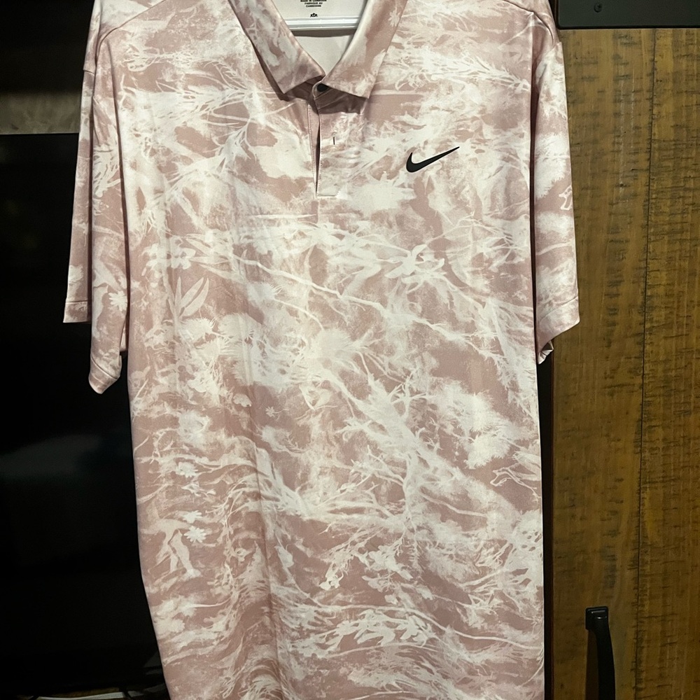 Nike Men’s Light Pink Marble Polo with White Pattern